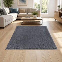 Friendly Dark Grey Plush Rug 140x200cm for Your Home