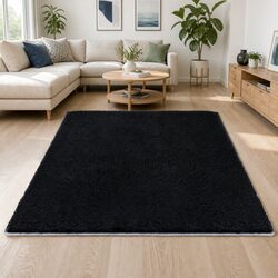 Friendly Black Shaggy Area Rug 160x230cm for You