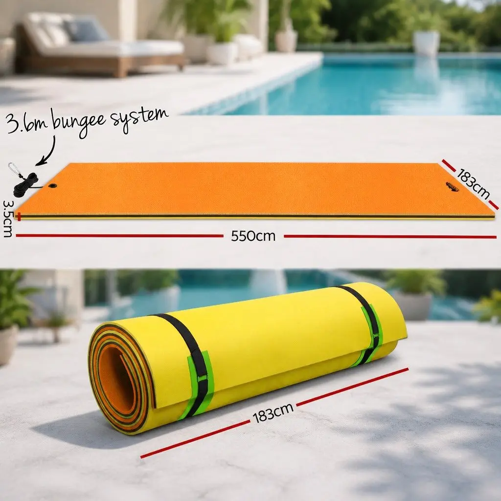 Floating Water Mat XPE Foam Pad 5.5x1.8m Yellow Black