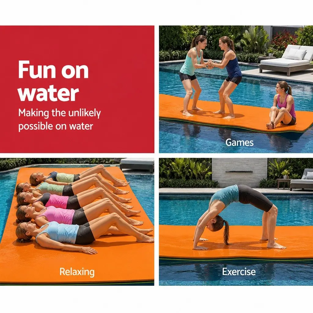 Floating Water Mat XPE Foam Pad 5.5x1.8m Yellow Black