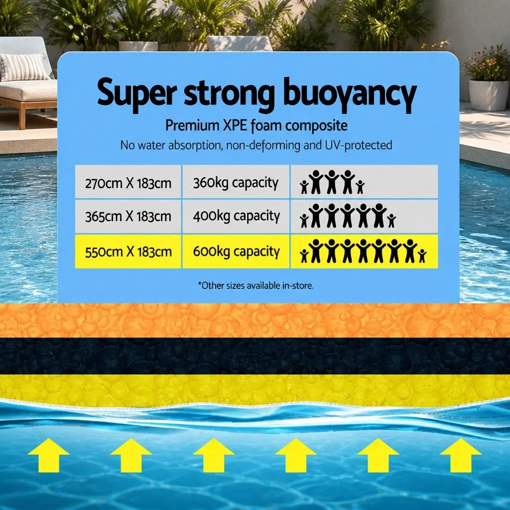 Floating Water Mat XPE Foam Pad 5.5x1.8m Yellow Black