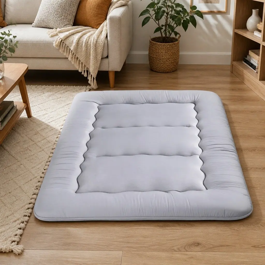 Japanese Floor Mattress Foldable 10cm Thick Grey Double Size