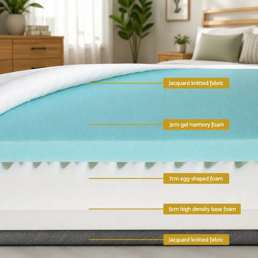 Memory Foam Mattress Double 15cm Cool Gel Soft Support Egg Crate Washable Cover