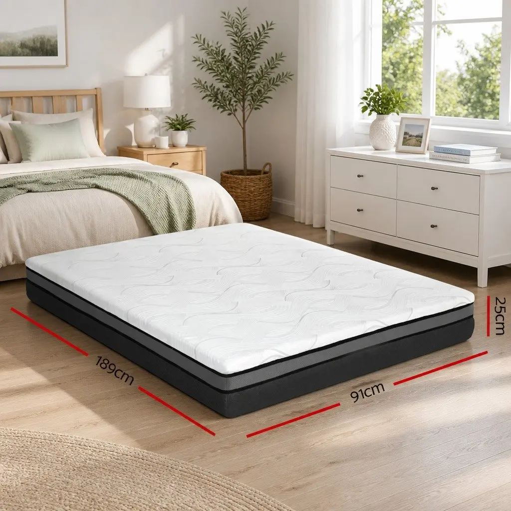 Memory Foam Mattress Single Bed Cool Gel Non-Spring 25cm Medium Firm Support