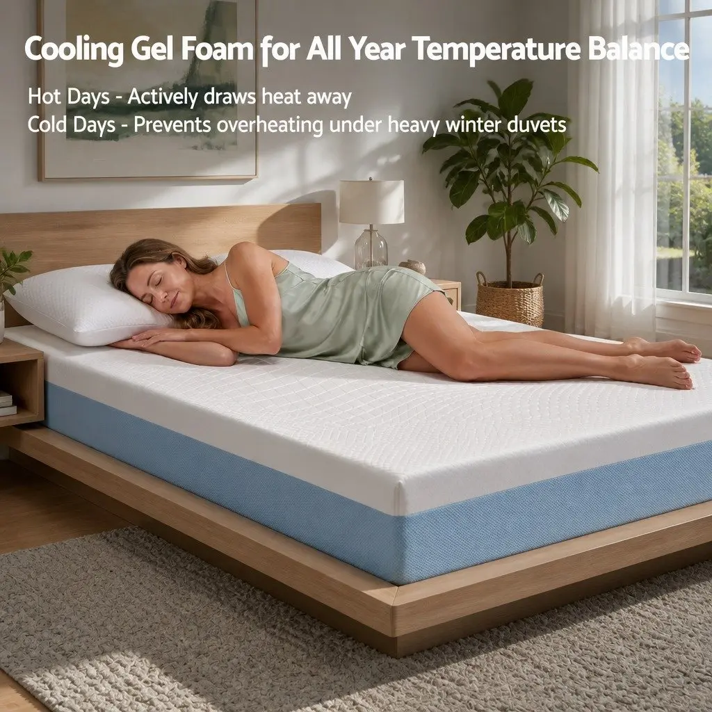 Memory Foam Mattress Topper Cooling Gel 22cm Queen Medium Firm Support