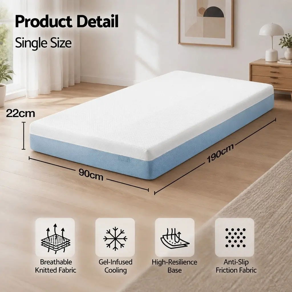 22cm Single Memory Foam Mattress