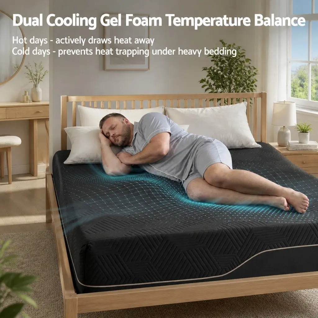 Double Memory Foam Mattress Cooling Gel 30cm Medium Firm