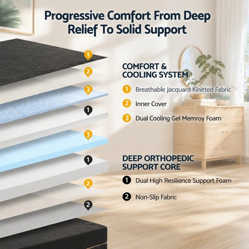 Double Memory Foam Mattress Cooling Gel 30cm Medium Firm