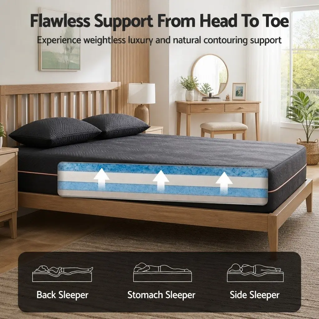 Double Memory Foam Mattress Cooling Gel 30cm Medium Firm