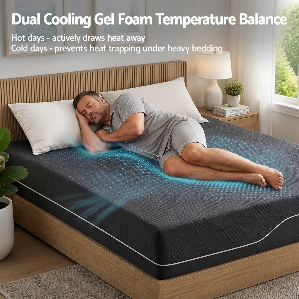 Queen Memory Foam Mattress 30cm Medium Firm Gel Cooling Comfort Sleep Bed in Box