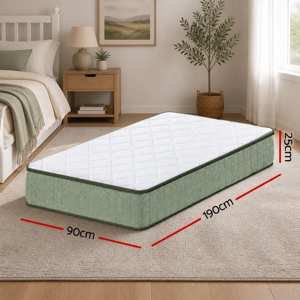 Single Memory Foam Mattress Cooling Gel Charcoal 25cm Zipped Cover Firm Support