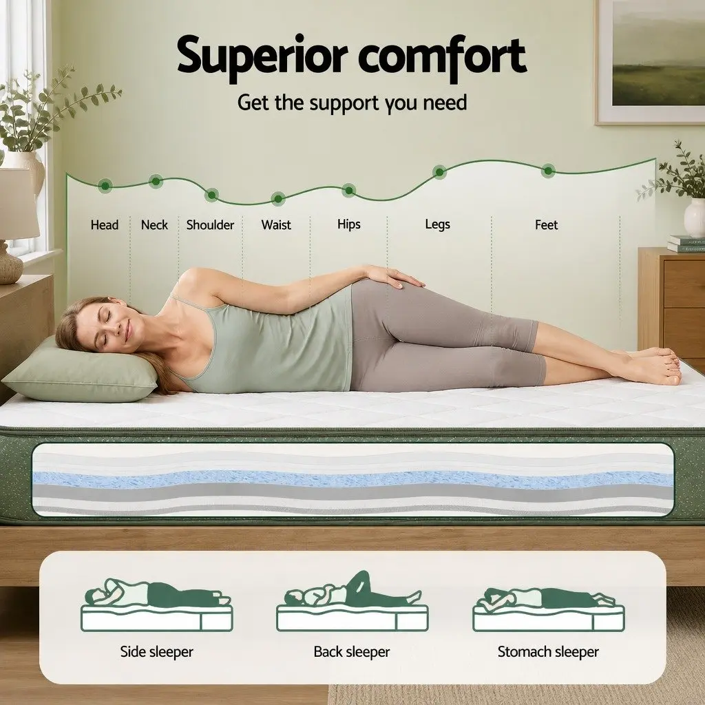 Single Memory Foam Mattress Cooling Gel Charcoal 25cm Zipped Cover Firm Support