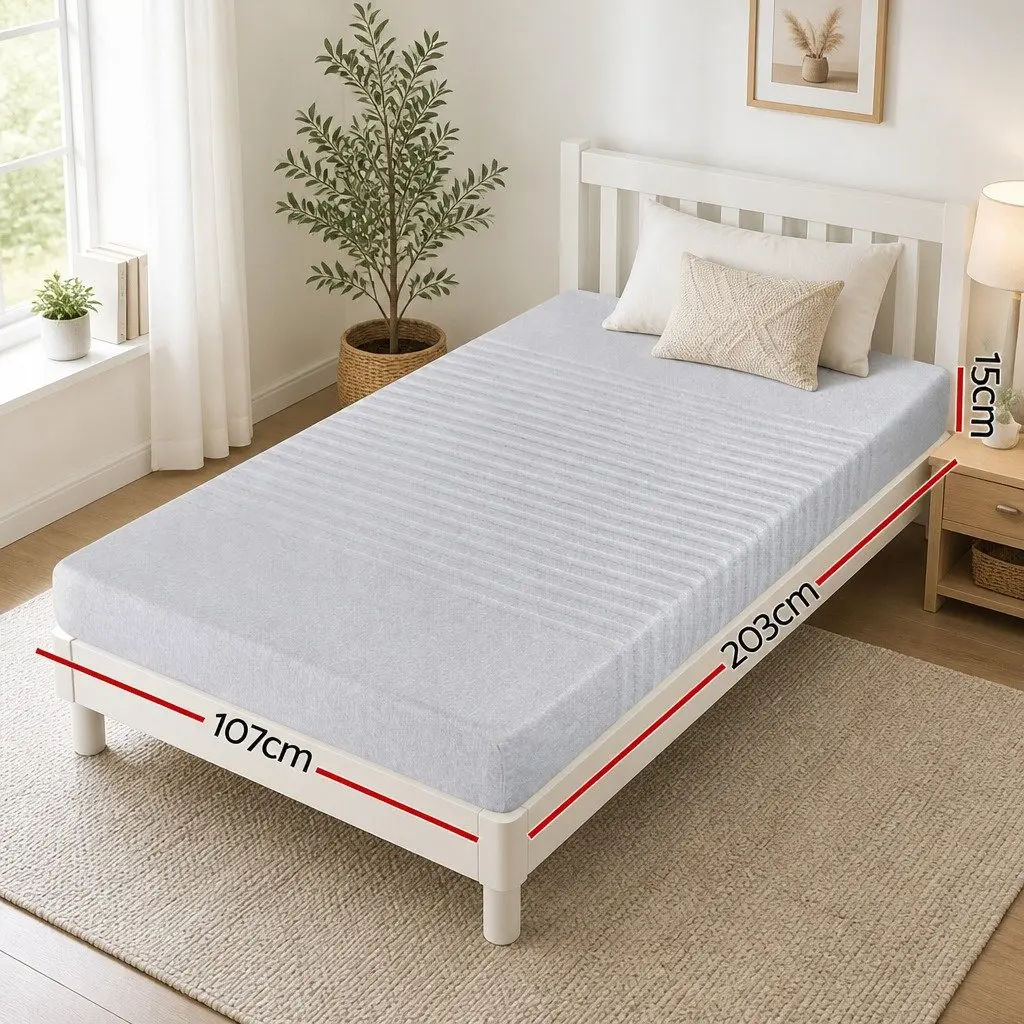 King Single Memory Foam Mattress 15cm Cool Gel 7-Zone Support Bamboo Cover