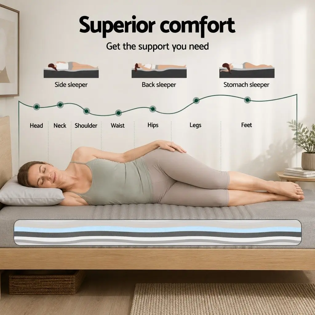 King Single Memory Foam Mattress 15cm Cool Gel 7-Zone Support Bamboo Cover