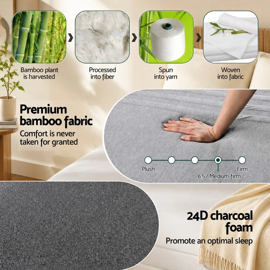 King Single Memory Foam Mattress 15cm Cool Gel 7-Zone Support Bamboo Cover