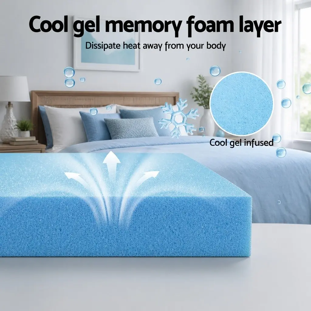 King Single Memory Foam Mattress 15cm Cool Gel 7-Zone Support Bamboo Cover