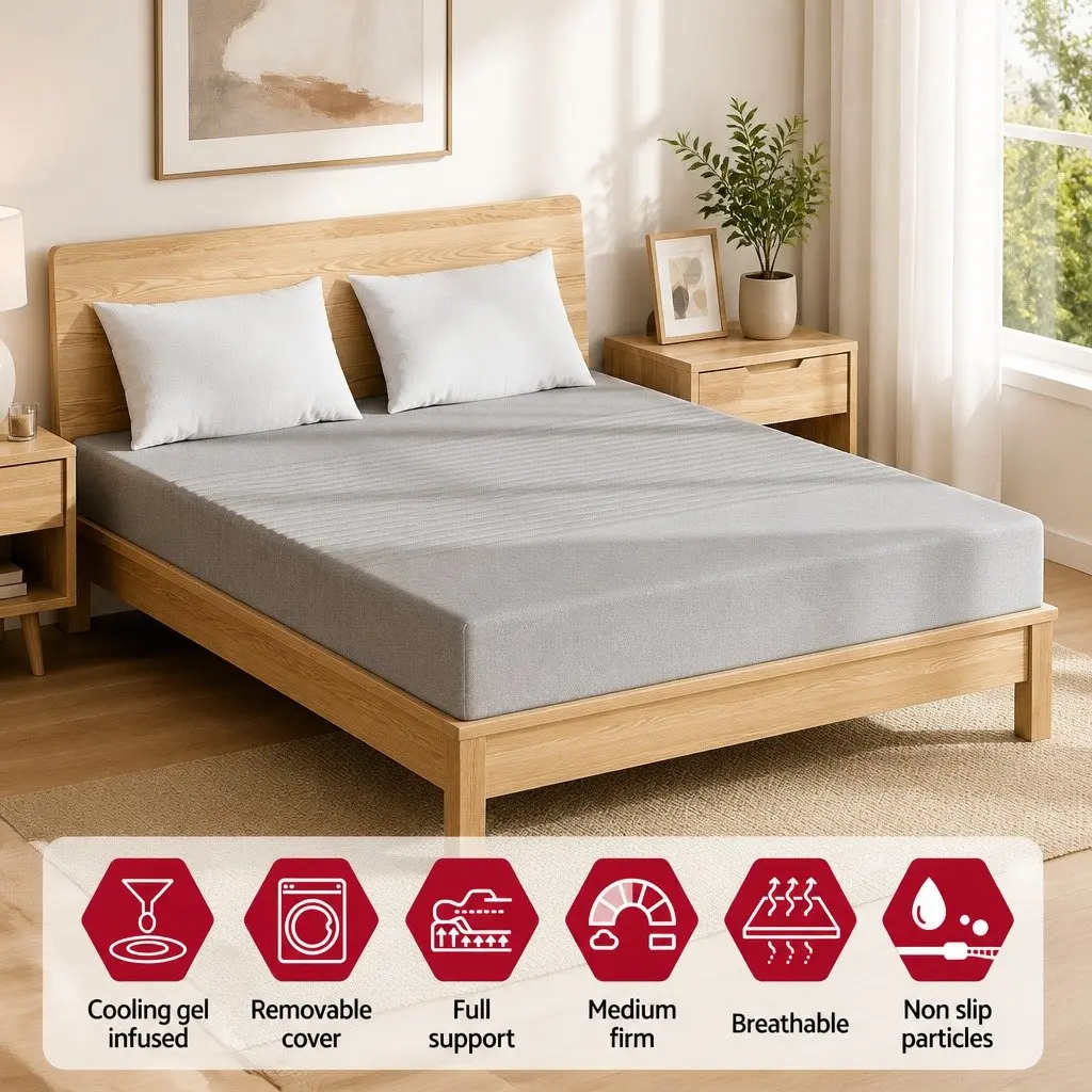 Memory Foam Mattress Cool Gel Infused 7-Zone Charcoal Bamboo Cover Double 15cm