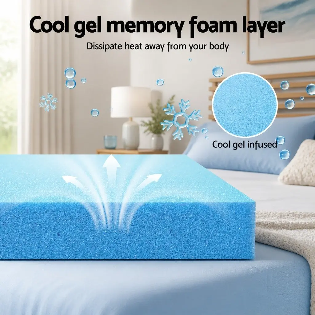 Memory Foam Mattress Cool Gel Infused 7-Zone Charcoal Bamboo Cover Double 15cm