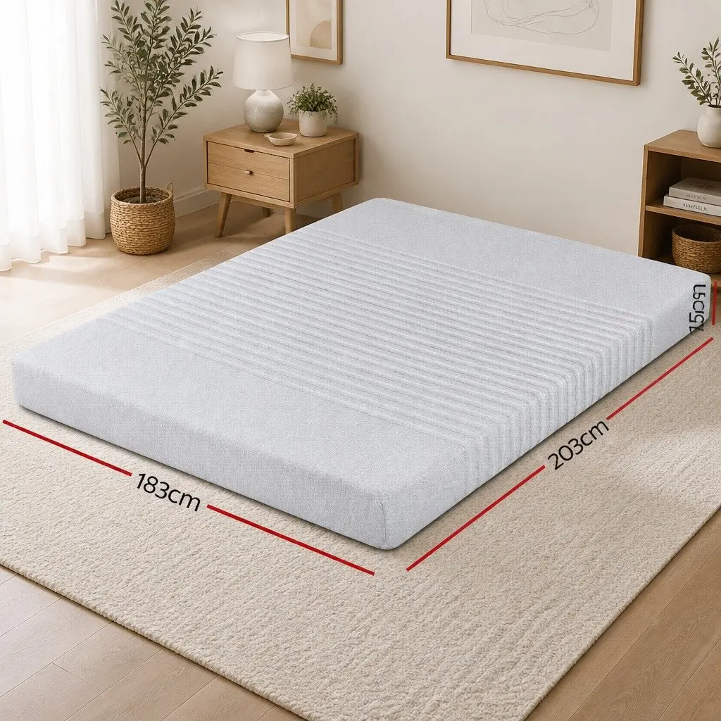 Memory Foam Mattress 15cm Bamboo Cover Grey 7 Zone Cooling Gel Support King Size