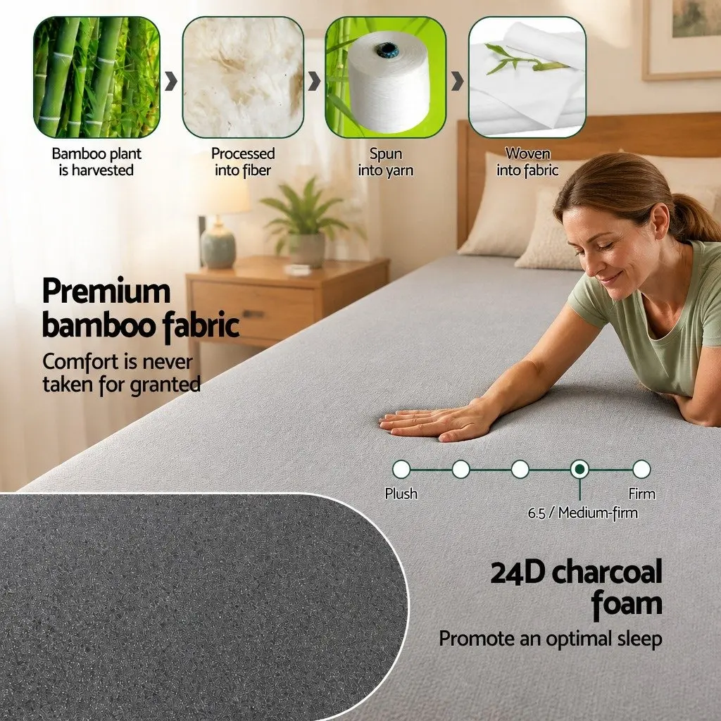 Single Memory Foam Mattress Cool Gel 15cm 7-Zone Support Bamboo Cover Grey