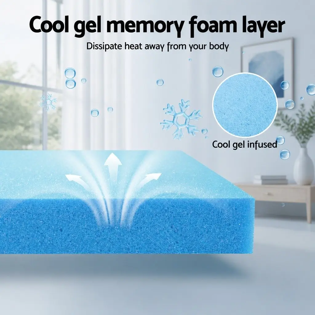 Single Memory Foam Mattress Cool Gel 15cm 7-Zone Support Bamboo Cover Grey