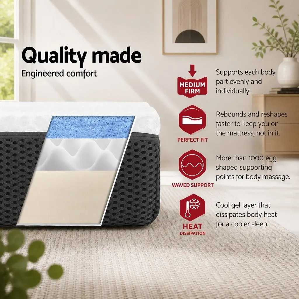Memory Foam Mattress Cool Gel Double Queen Size Pressure Relief Non Spring Bed