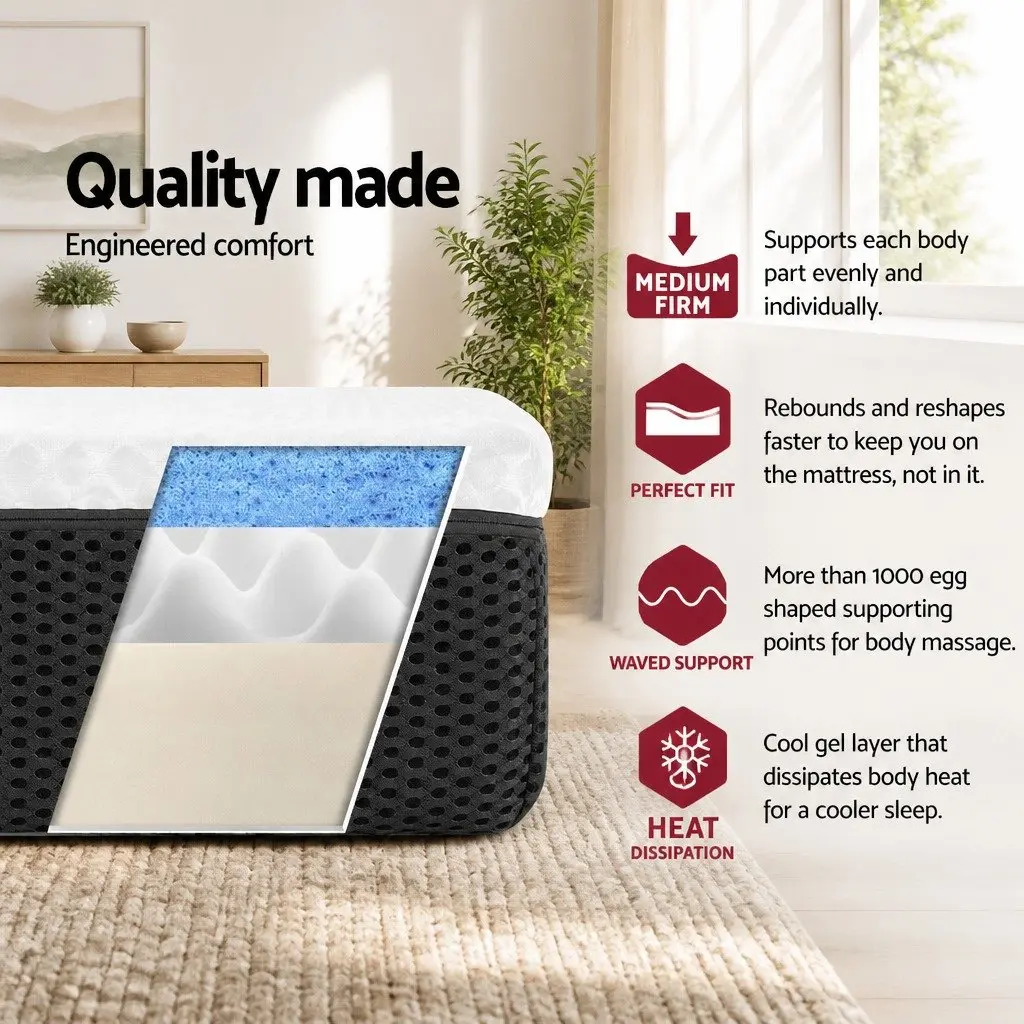 Memory Foam Mattress Cool Gel 21cm Queen Size Pressure Relief Non-Spring Bed