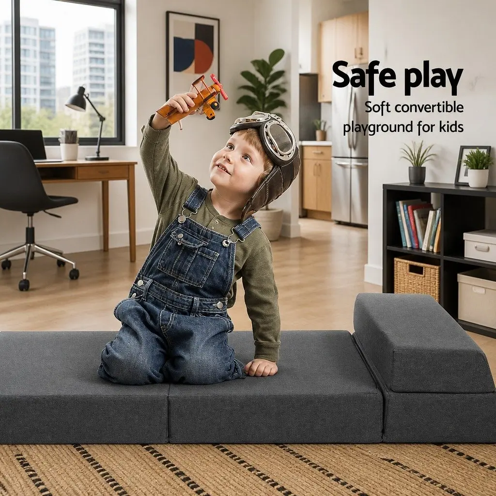 Foldable Foam Mattress Sofa Bed Guest Floor Mat Grey Folding Couch Single Bed