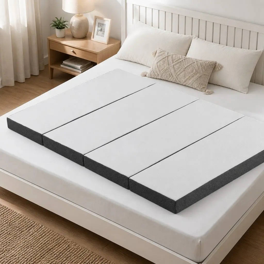 Foldable Foam Mattress Queen Size Folding Bamboo Double Bed Sofa Guest Bedding