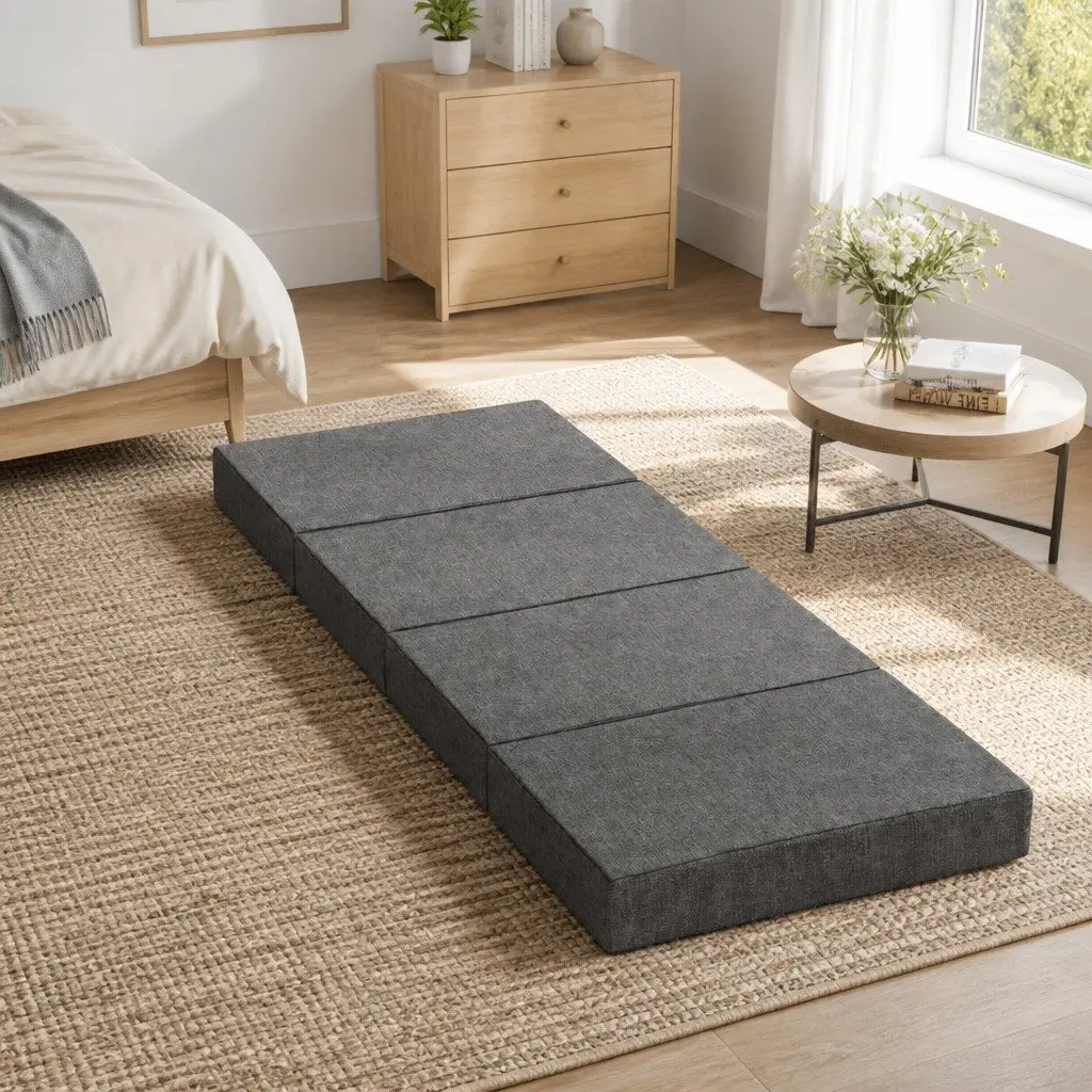 Single Mattress Foldable Foam Couch Convertible Grey 180cm x 70cm x 12cm