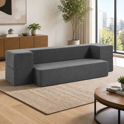 Adaptable Grey Folding Foam Mattress Sofa Bed