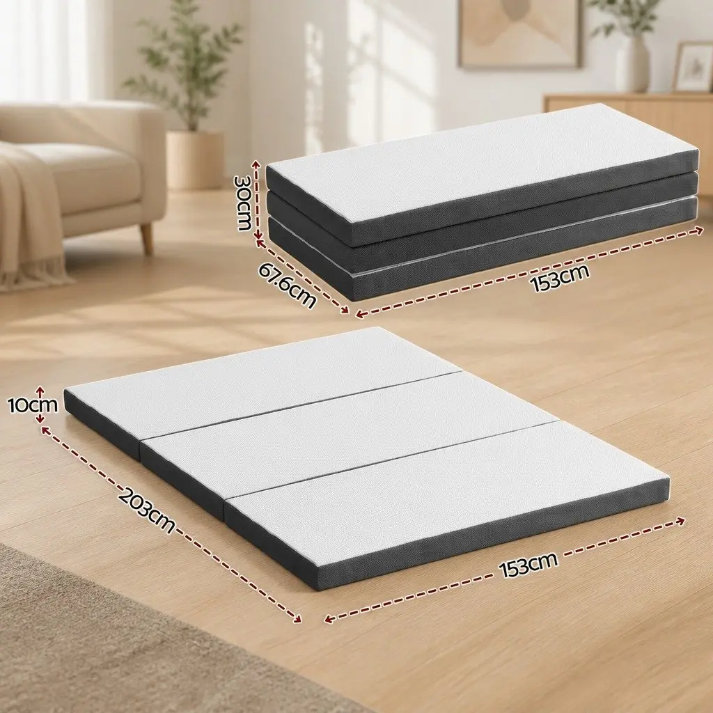 Foldable Queen Mattress 3-Fold Design Chair Bed Foam Convertible Sleep Guest