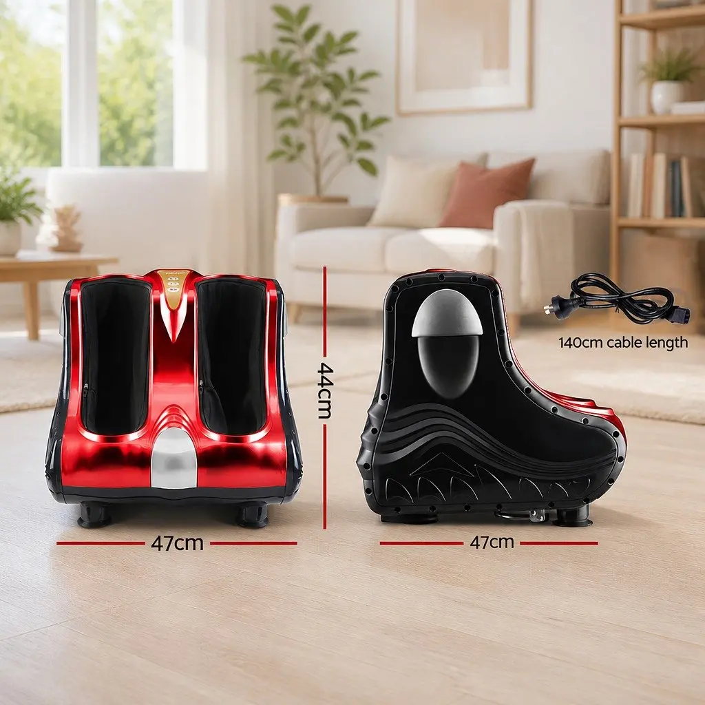 Electric Foot Massager Shiatsu Kneading Roller 360 Degree Red for Ankle Calf Leg Massage Chair