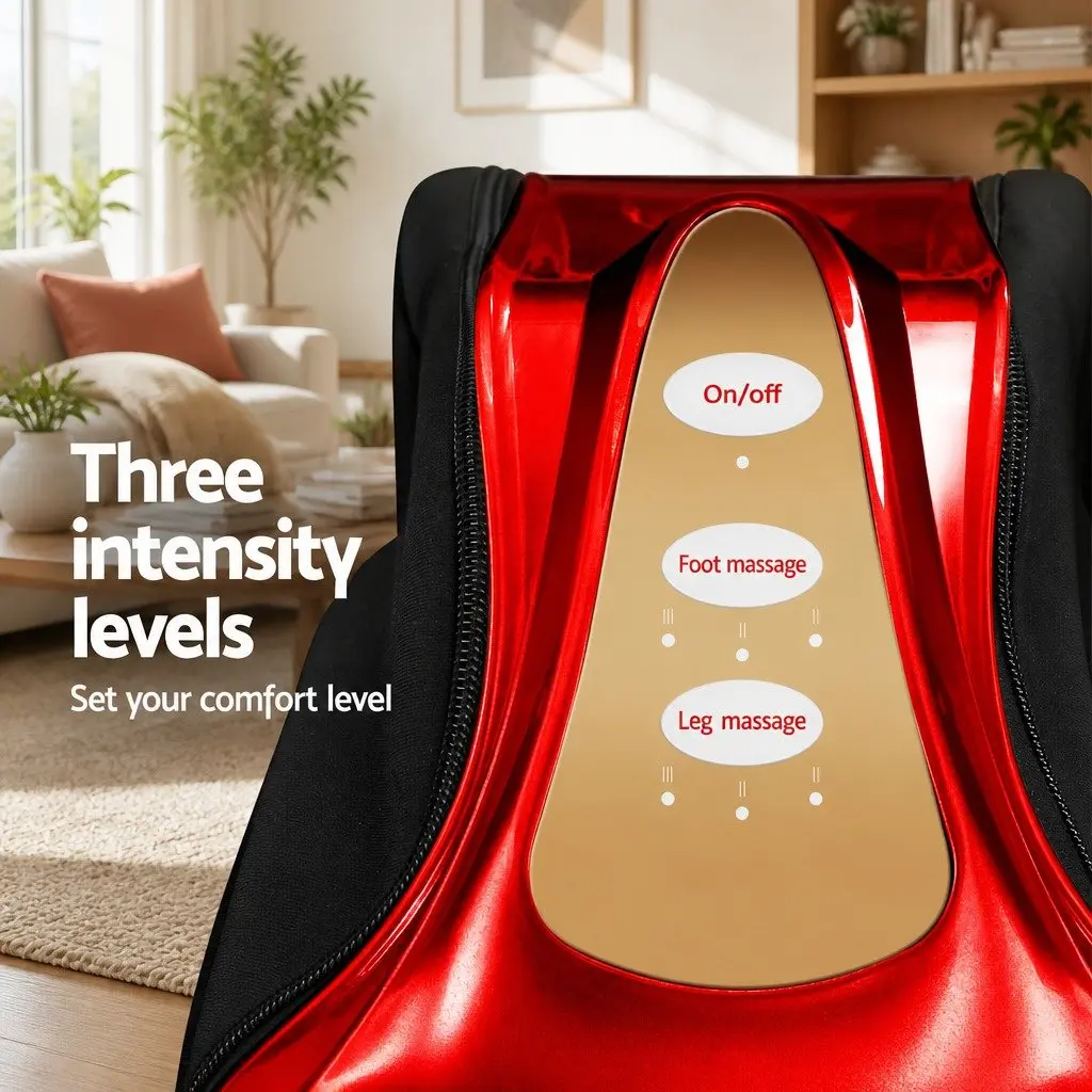 Electric Foot Massager Shiatsu Kneading Roller 360 Degree Red for Ankle Calf Leg Massage Chair