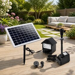 Solar Pond Pump Submersible Water Fountain LED Lights Battery Kit 6.6FT Lift