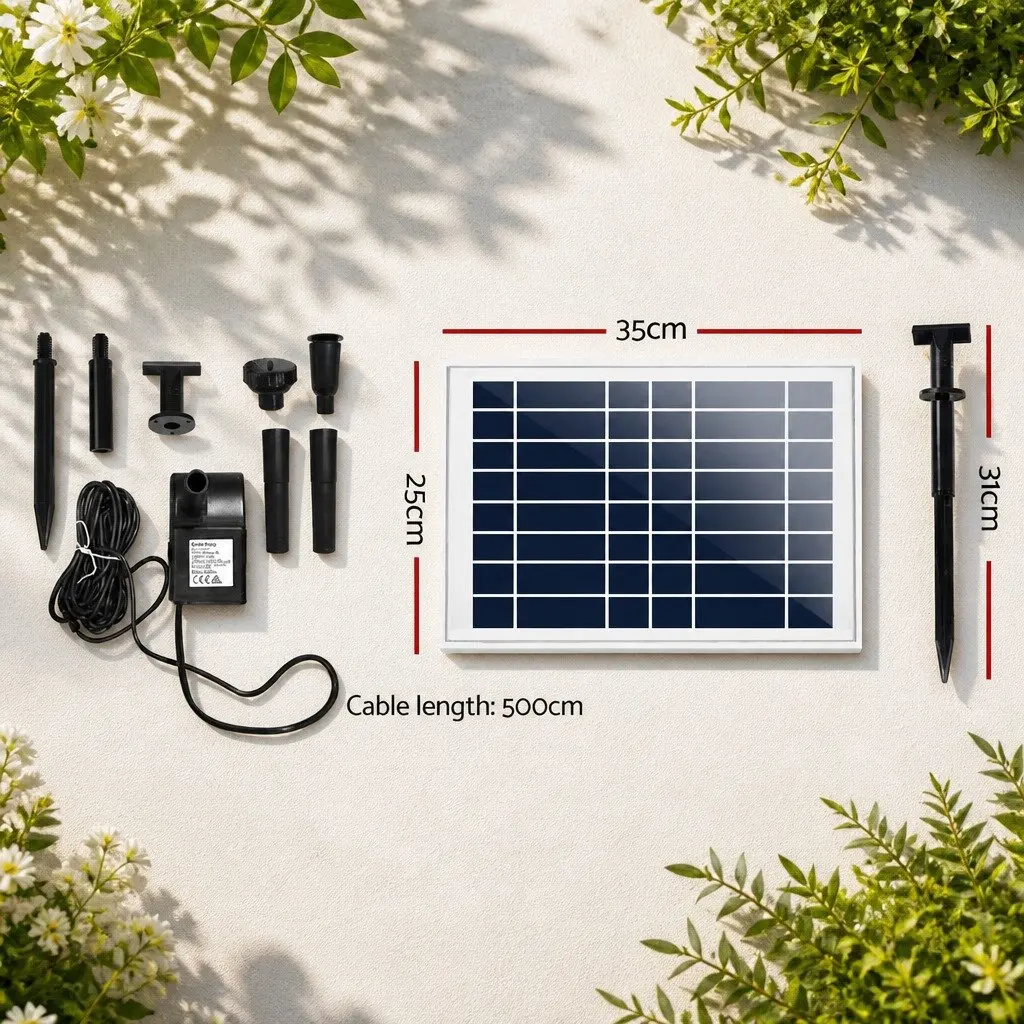 Solar Pond Pump Submersible Water Fountain Kit Black 6.6FT