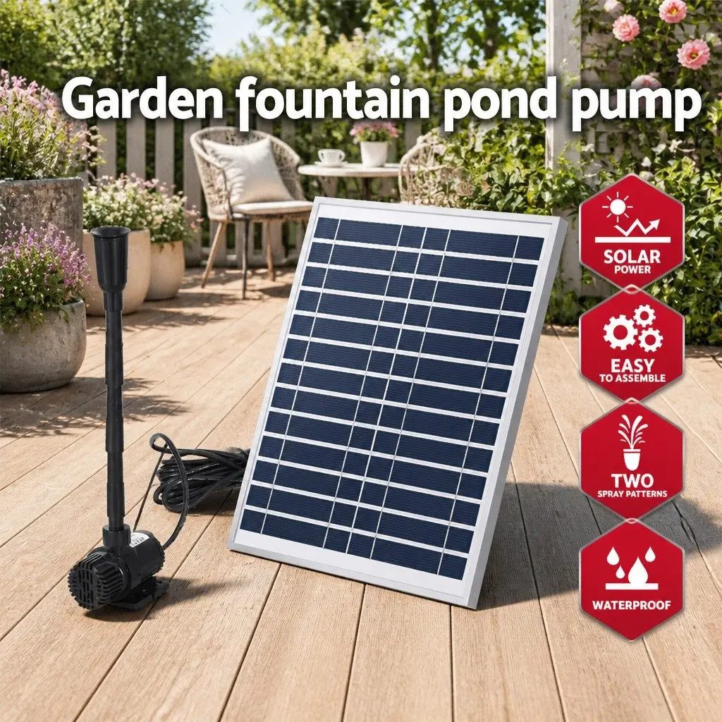 Solar Pond Pump Submersible Fountain Kit 9.8FT Water Feature Garden Patio