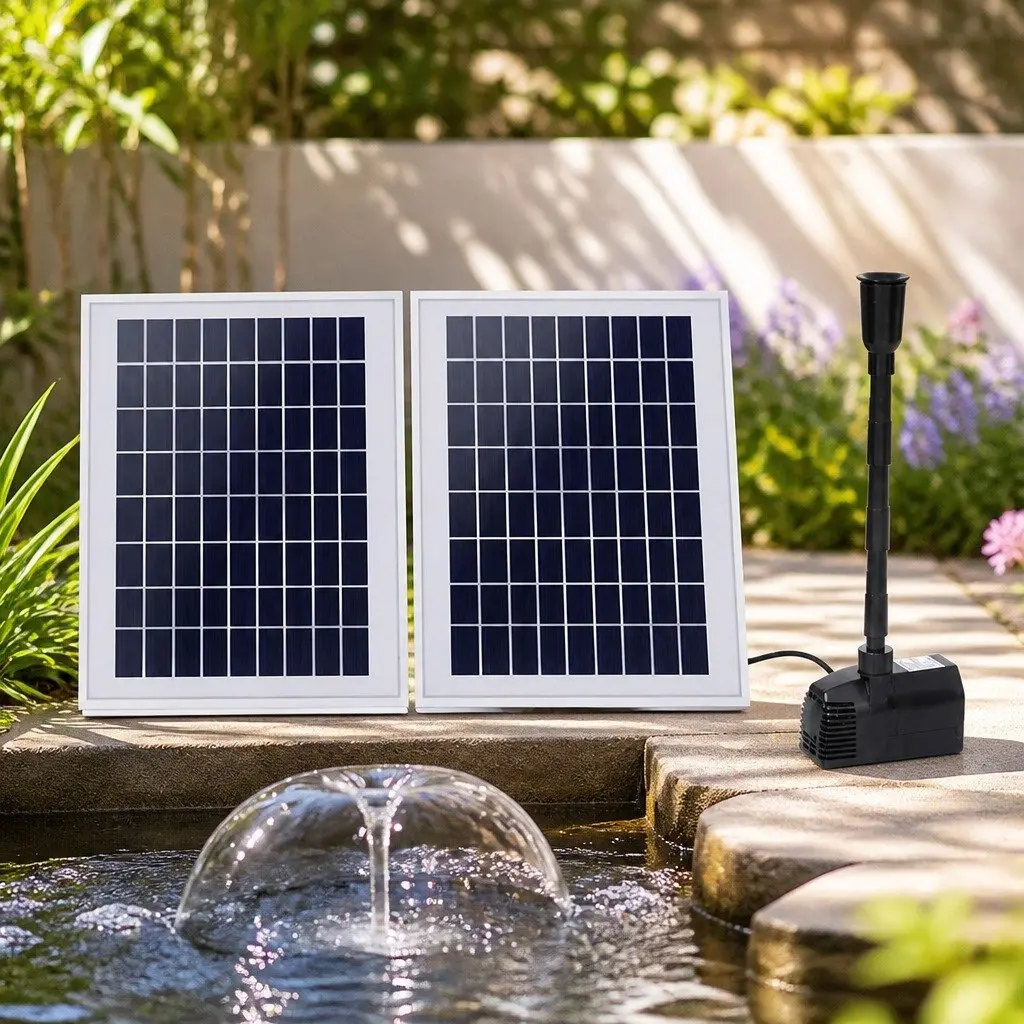 Solar Pond Pump Submersible Water Fountain Kit with 2 Solar Panels 1600L/H Flow Rate