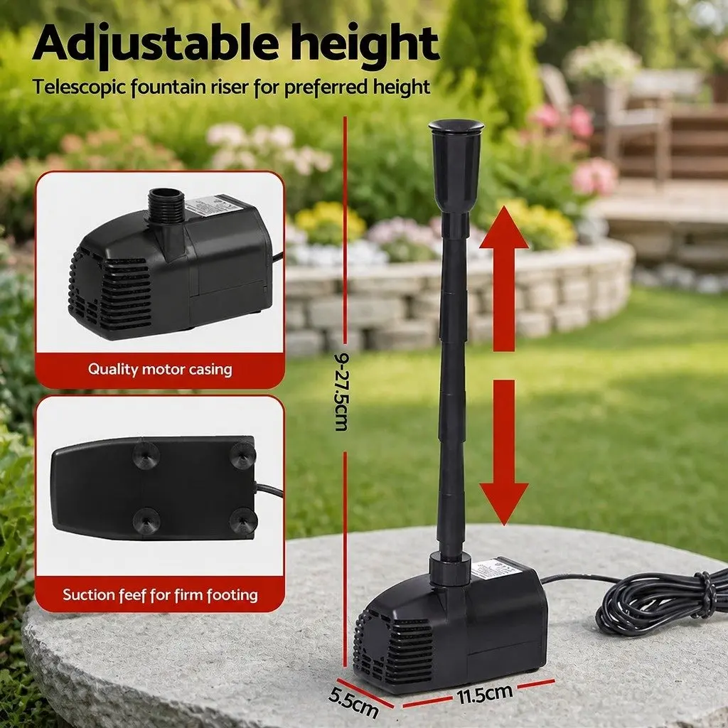 Solar Pond Pump Submersible Water Fountain Kit with 2 Solar Panels 1600L/H Flow Rate