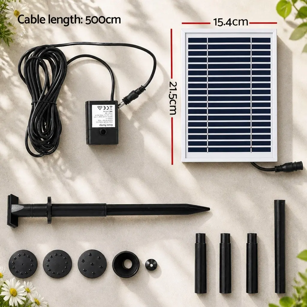 Solar Pond Pump Submersible Water Fountain Kit Adjustable Height 4.4FT