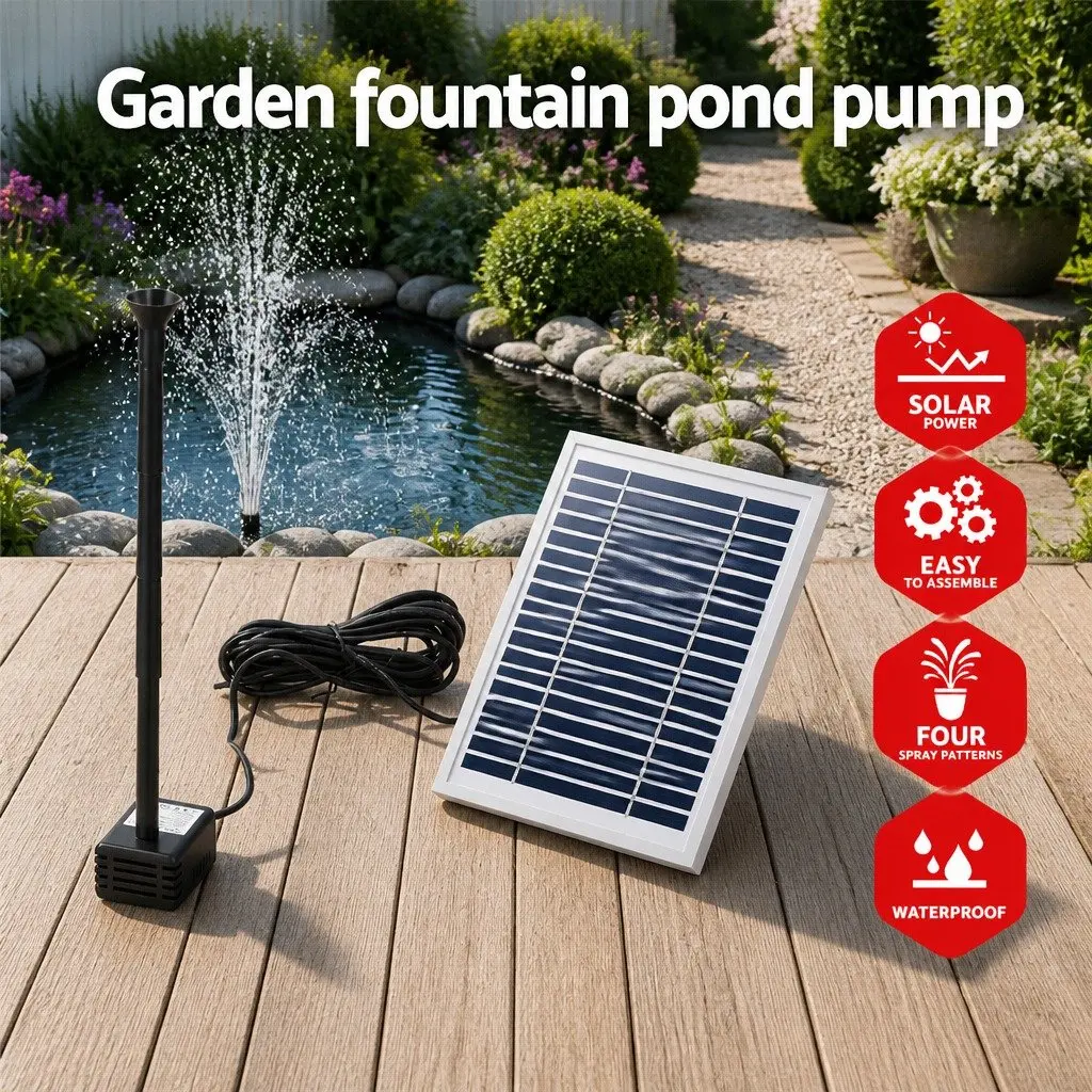 Solar Pond Pump Submersible Water Fountain Kit Adjustable Height 4.4FT