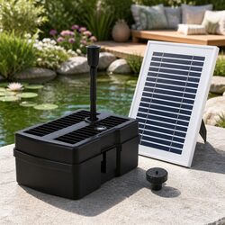 Solar Submersible Water Pond Fountain Pump with Filter Box 4.6FT 470L/H Black