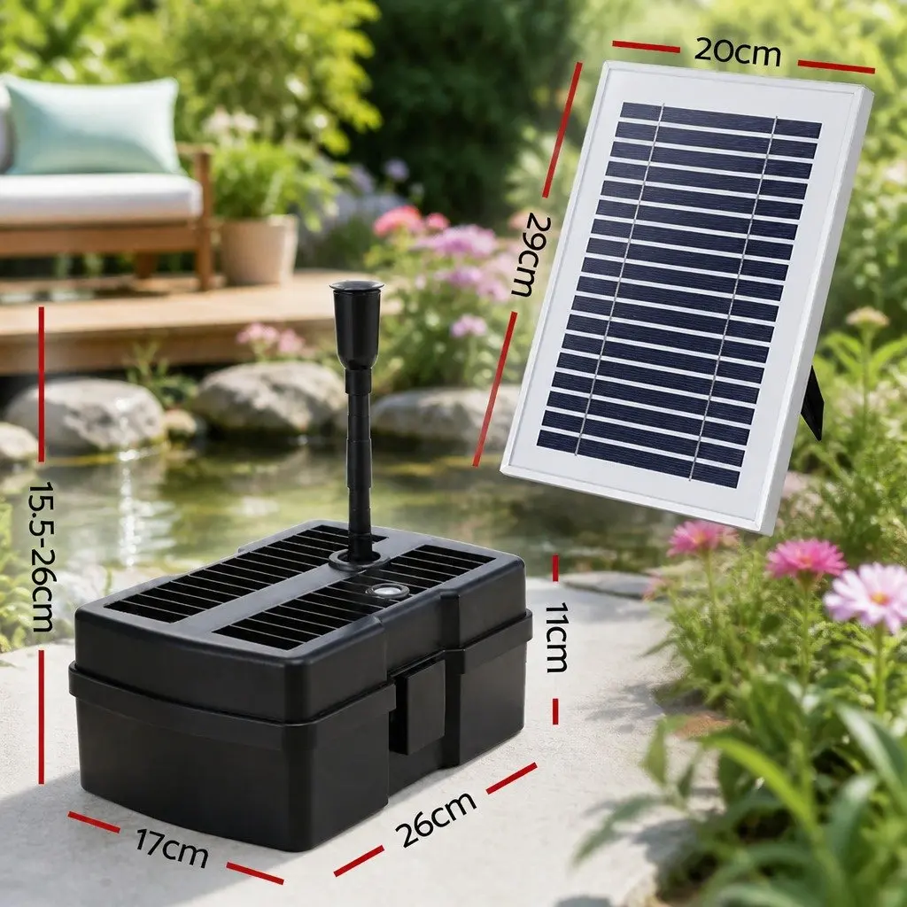 Submersible Solar Water Fountain Pump with Filter Box 4.6FT Black