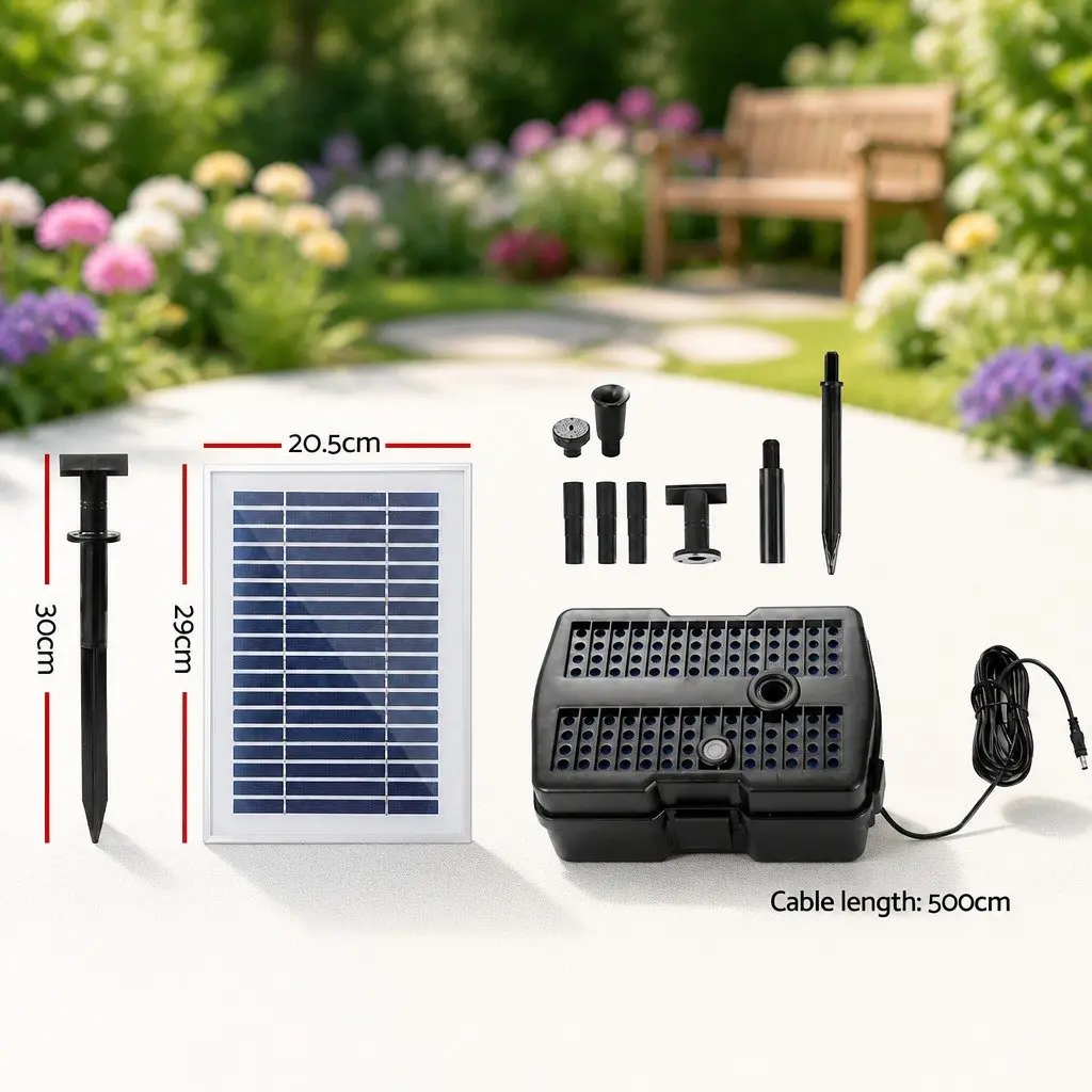 Solar Pond Pump with Filter Box 4.6FT Lift for Garden Water Fountain