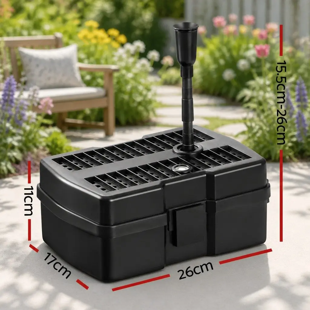 Solar Pond Pump with Filter Box 4.6FT Lift for Garden Water Fountain