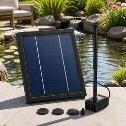 Solar Pond Pump Submersible Water Fountain Kit 6.1FT Adjustable Height 4 Nozzles