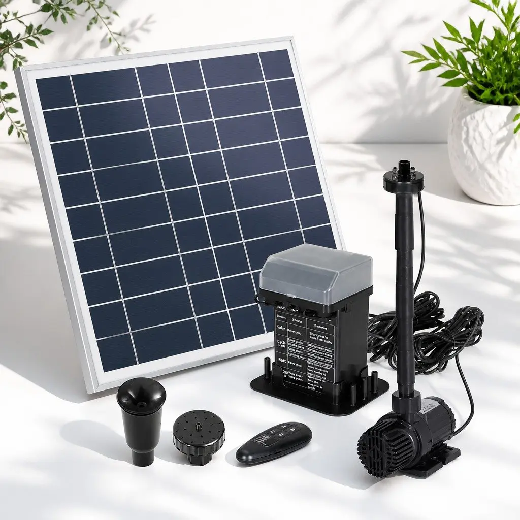 Solar Pond Pump Fountain with LED Lights Adjustable Height 9.8FT