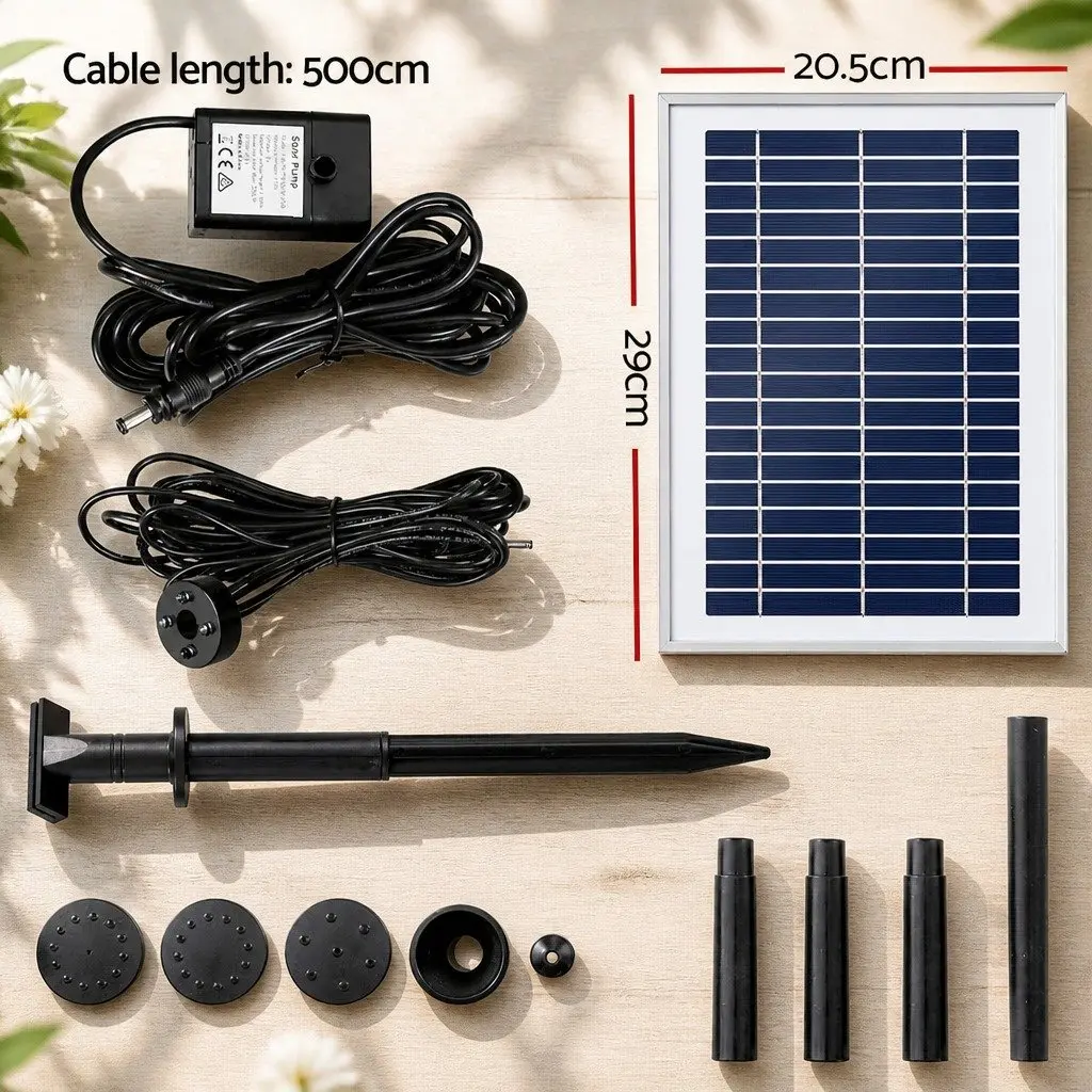 Solar Pond Pump Submersible Fountain with LED Lights 4.4FT Water Height Adjustable