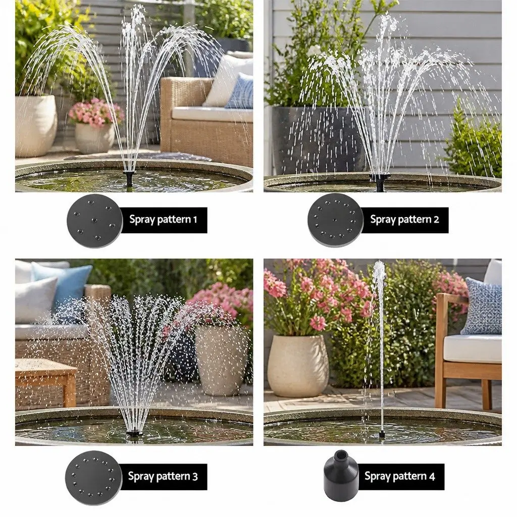 Solar Pond Pump Submersible Fountain Kit with LED Lights 5m Cable