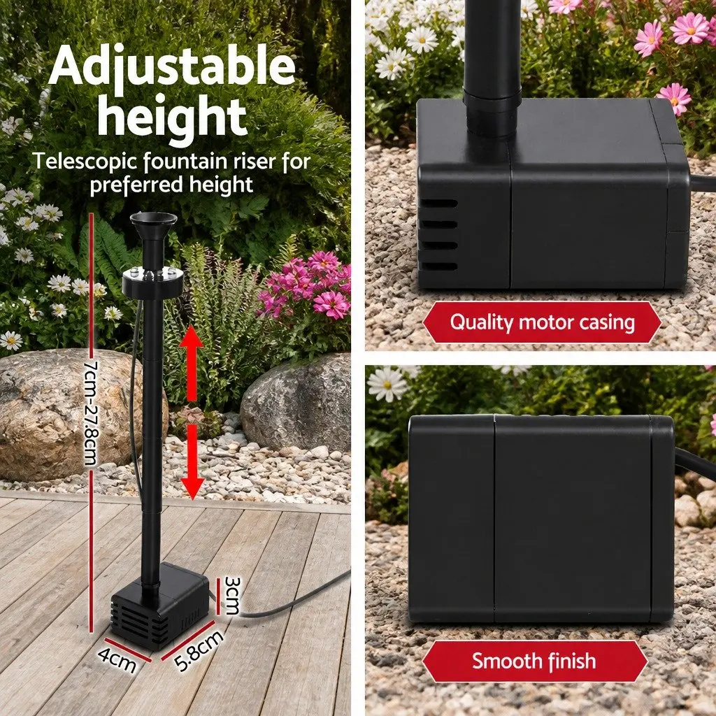 Solar Pond Pump Submersible Fountain with Battery Kit LED Lights 5m Cable